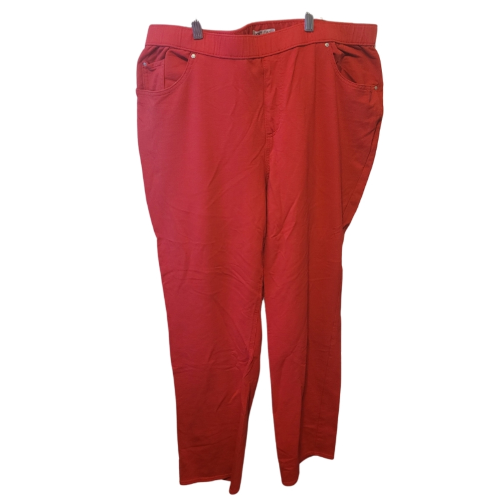2x red knit stretch pant #7